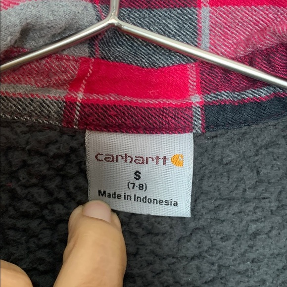 Carhartt Girls Sherpa Lined Flannel Shirt Jacket Size Small (7-8) - Picture 4 of 6